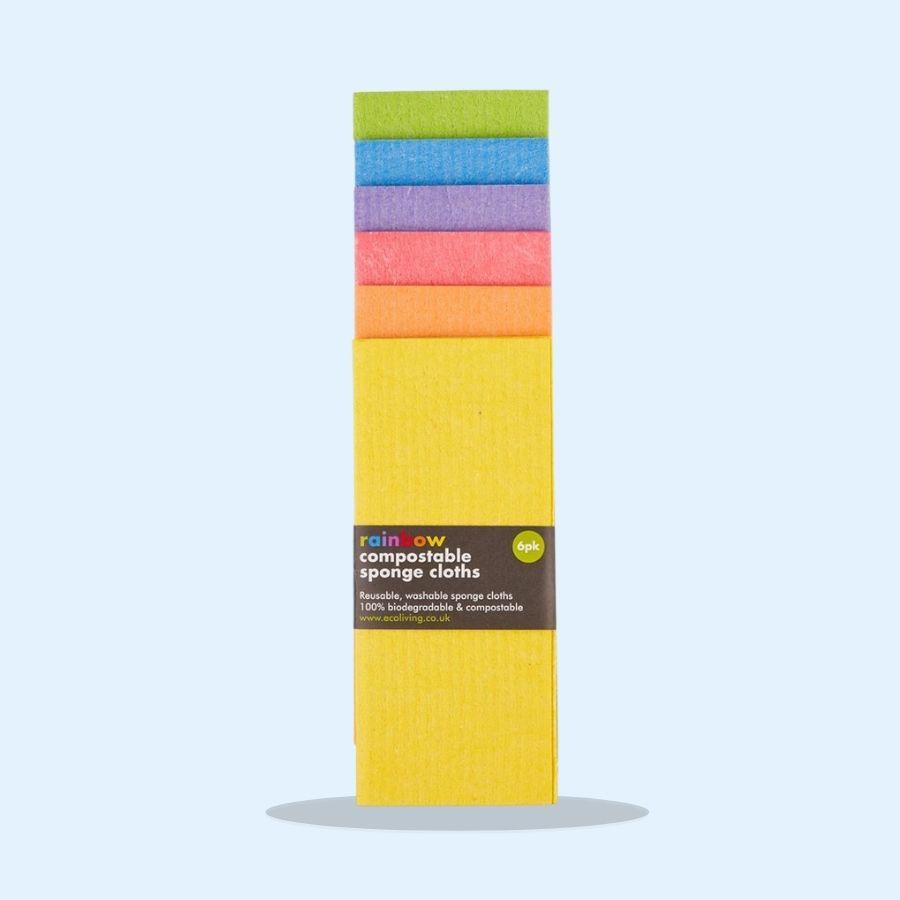 Image of Ecoliving Compostable Rainbow Sponge Cleaning Cloths