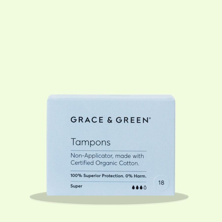 Image of Grace & Green Organic Non-Applicator Tampons Super