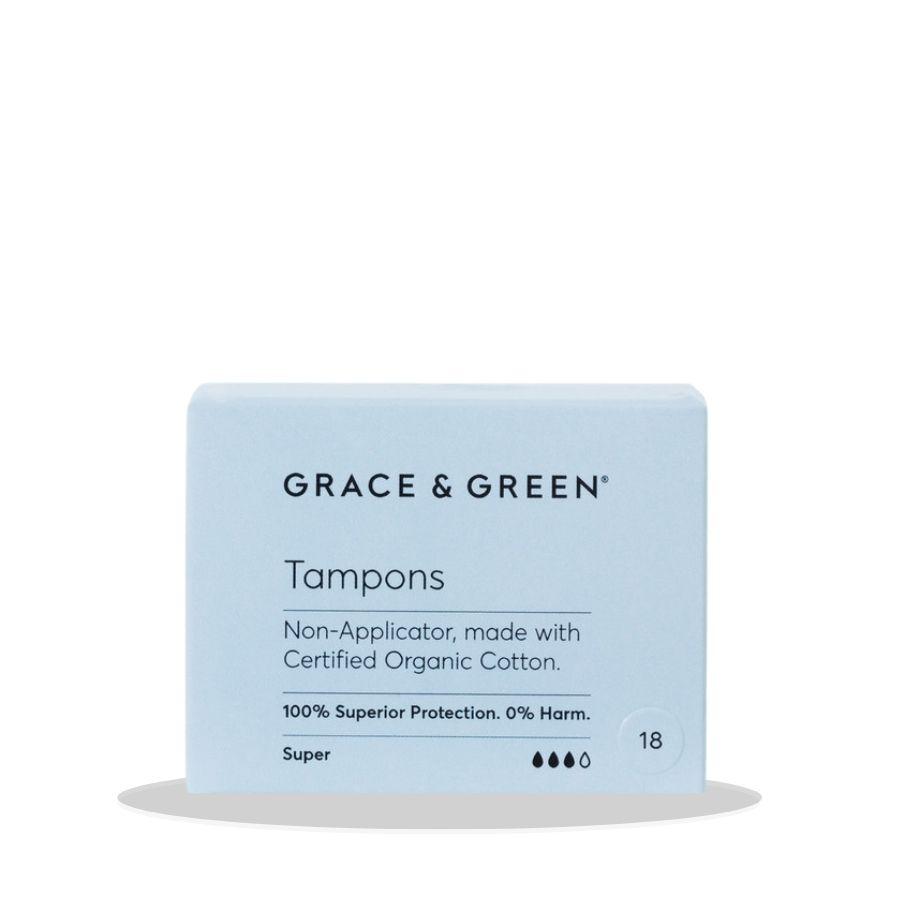 Image of Grace & Green Organic Non-Applicator Tampons Super